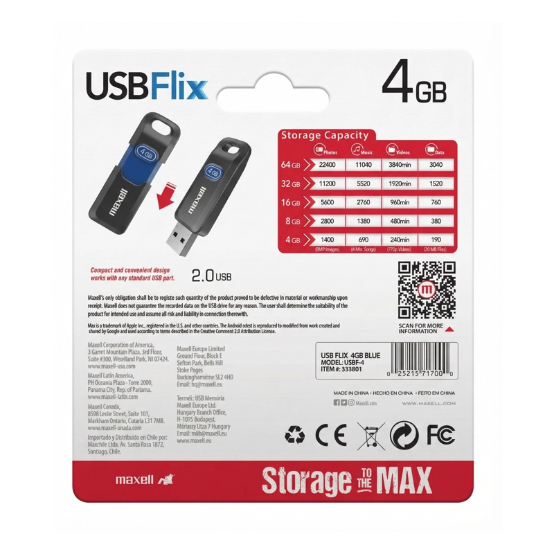 PENDRIVE MAXELL USB FLIX 4GB 2.0 - 2