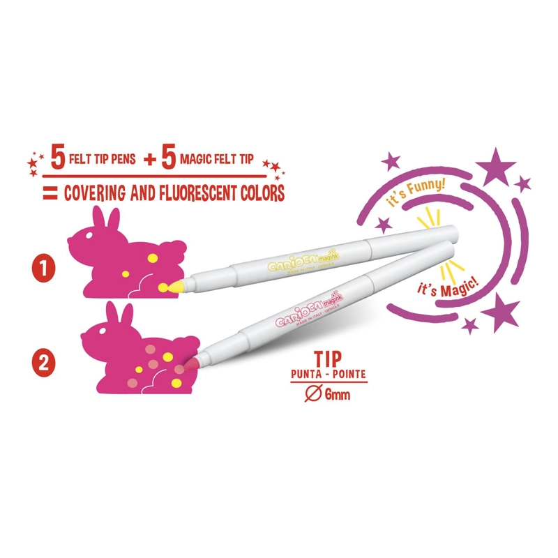 PLUMONES CARIOCA MAGIC COLOR UP 10 UNIDADES CON 5 MAGINKS - 3