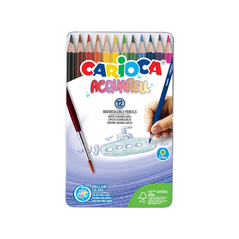 LAPICES ACUARELABLES CARIOCA ACQUARELL 12 EN CAJA METALICA - 1