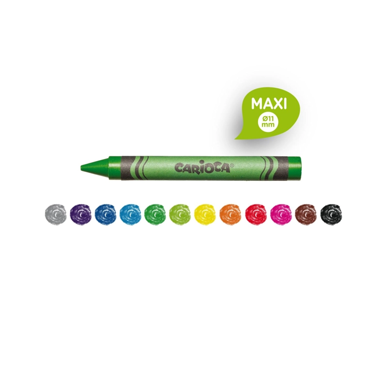 CRAYONES DE CERA JUMBO CARIOCA MAXI 12 UNIDADES LAVABLES - 2