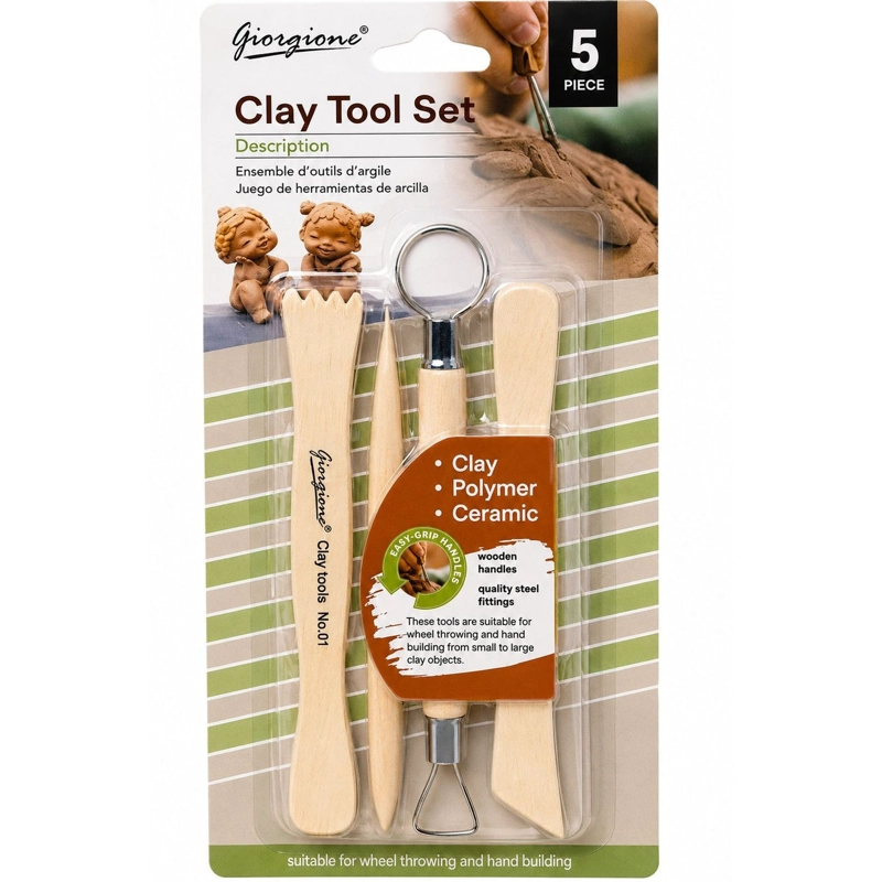 SET 5 HERRAMIENTAS DE MADERA PARA ARCILLA GIORGIONE G-Y0006 - 1