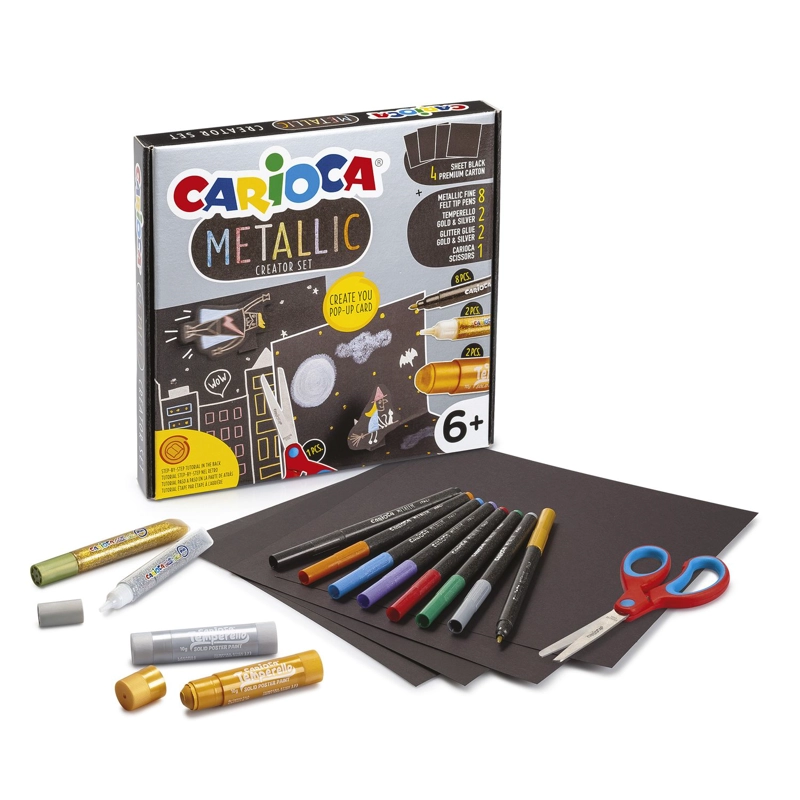 SET CREATIVO CARIOCA METALLIC CREATOR · TARJETAS POP UP 6+ - 1