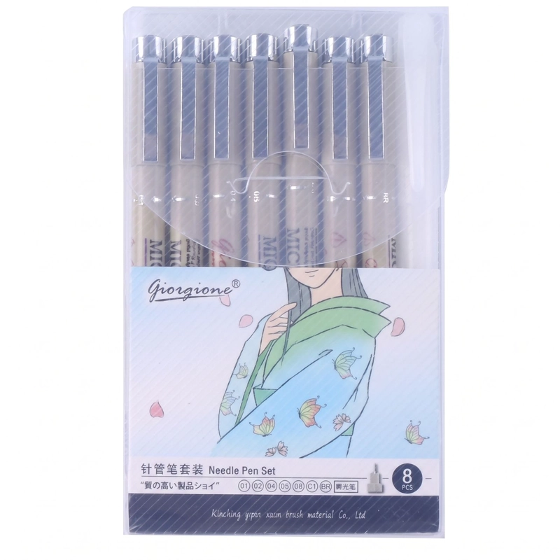 ESTILOGRAFOS GIORGIONE ZG008 SET 8 PIEZAS CON PUNTA BLANDA - 1
