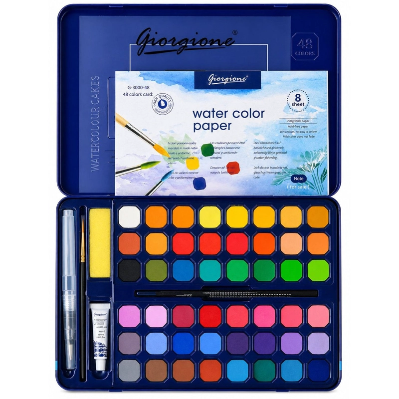 SET 48 ACUARELAS EN PASTILLA GIORGIONE G-900 CON PAPEL
