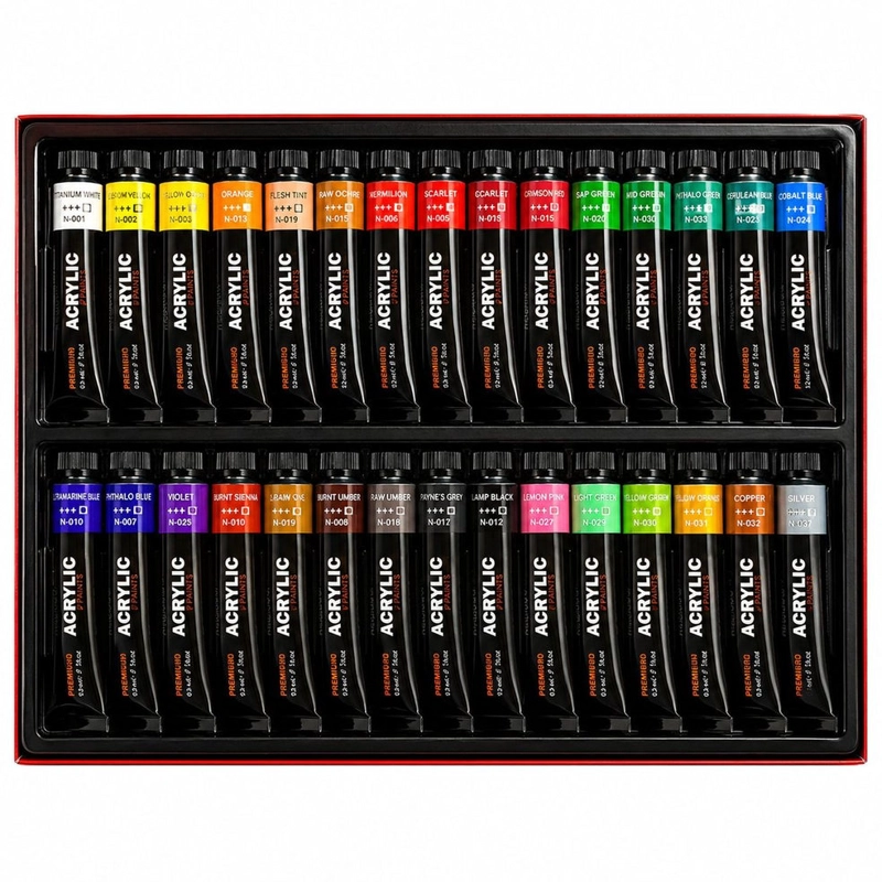 SET 30 PINTURAS ACRILICAS GIORGIONE G-AC3005 CON METALICOS - 1