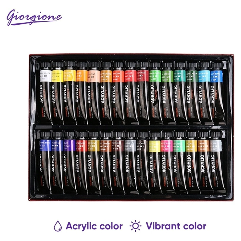 SET 30 PINTURAS ACRILICAS GIORGIONE G-AC3005 CON METALICOS - 2