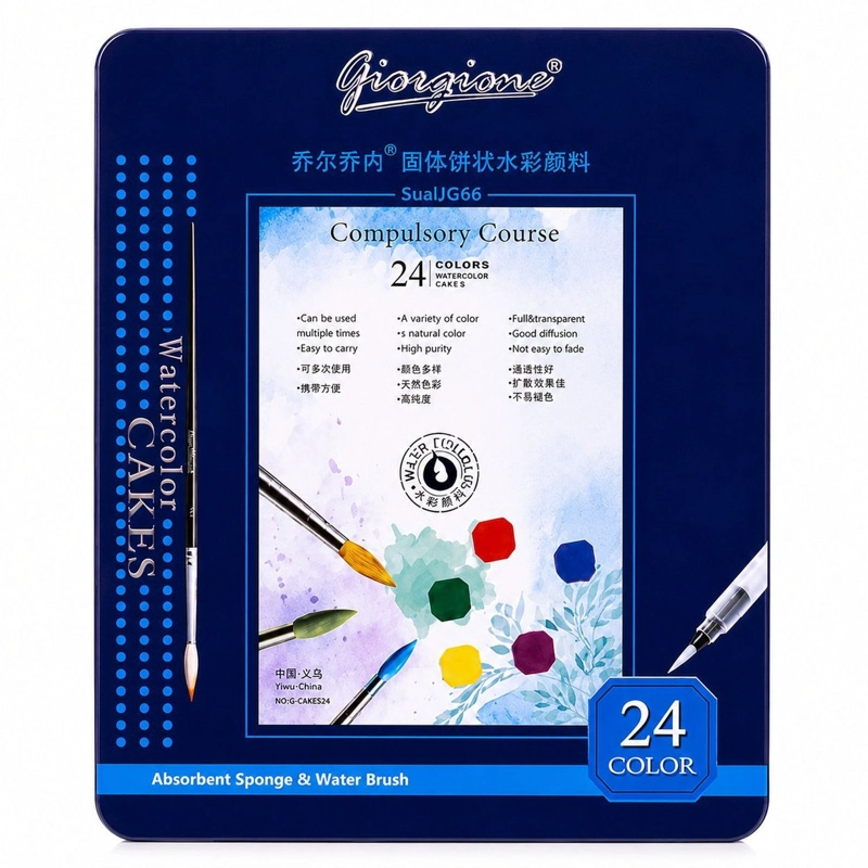 SET 24 ACUARELAS PASTILLA GIORGIONE G-900 + PINCEL DE AGUA - 3