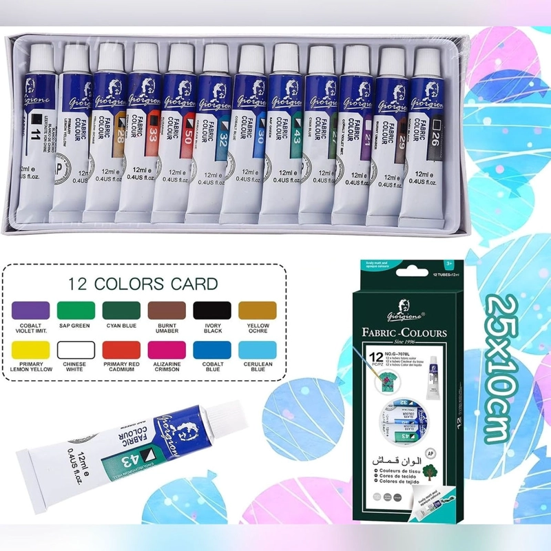 SET 12 PINTURAS PARA TELA GIORGIONE G-7078 · 12 X 12 ML - 3
