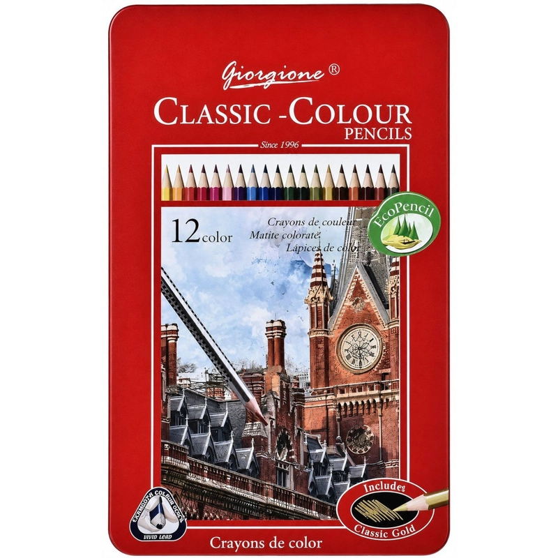12 LAPICES DE COLORES GIORGIONE CLASSIC-COLOUR CAJA METALICA - 1