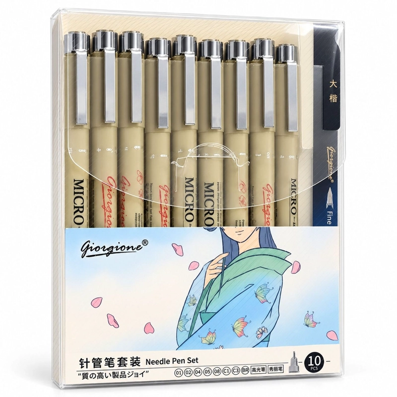 ESTILOGRAFOS GIORGIONE ZG010 SET 10 PIEZAS CON PUNTA BLANDA