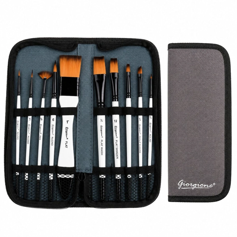 SET 10 PINCELES GIORGIONE G-F400 ACRILICO Y ACUARELA - 1