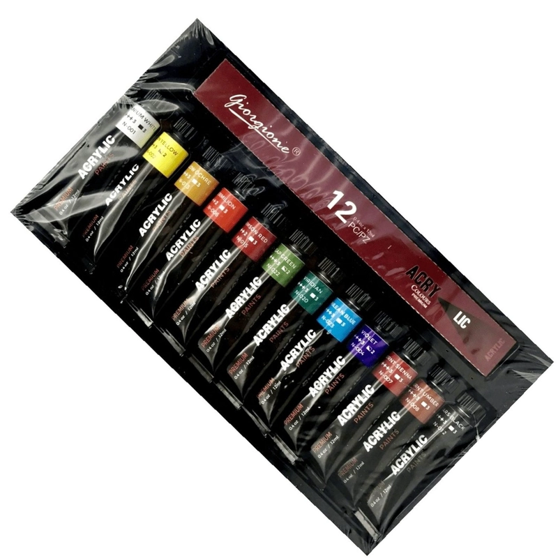 SET 12 PINTURAS ACRILICAS GIORGIONE PREMIUM G-AC1205 12 ML - 2