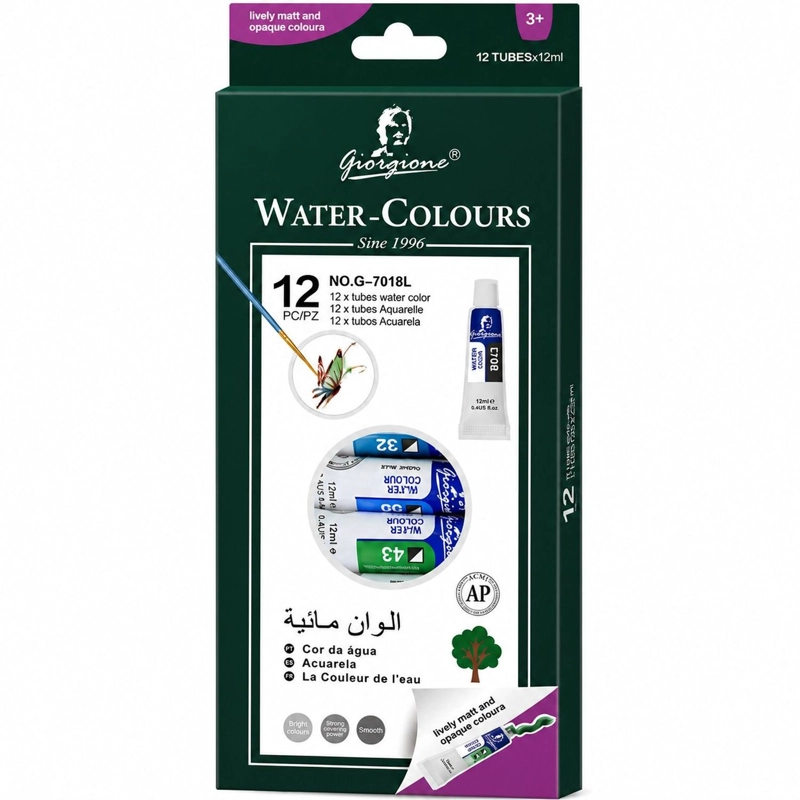 SET 12 ACUARELAS EN TUBO GIORGIONE G-7018 DE 12 ML - 1