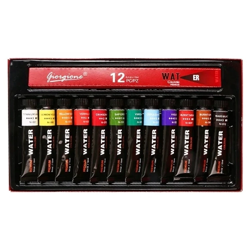 SET 12 ACUARELAS EN TUBO GIORGIONE G-WC1201 DE 12 ML - 1