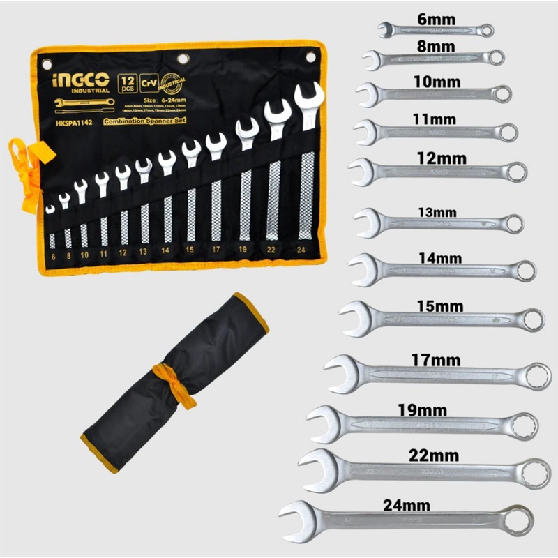 SET LLAVES PUNTA/CORONA INDUSTRIAL 12 PIEZAS 6-24MM INGCO - 1