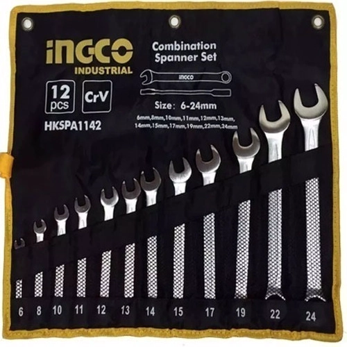 SET LLAVES PUNTA/CORONA INDUSTRIAL 12 PIEZAS 6-24MM INGCO - 2