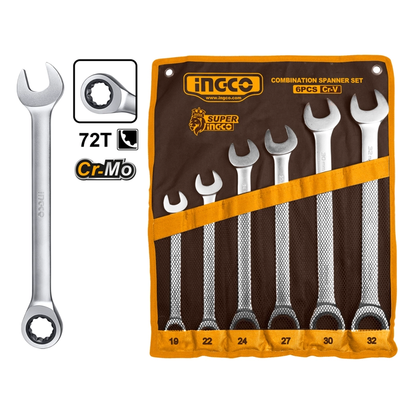 SET HERRAMIENTAS INGCO LLAVES HKSPAR1061 6 PIEZAS PUNTA/CHICHARRA INDUSTRIAL 19-32 MM - 2