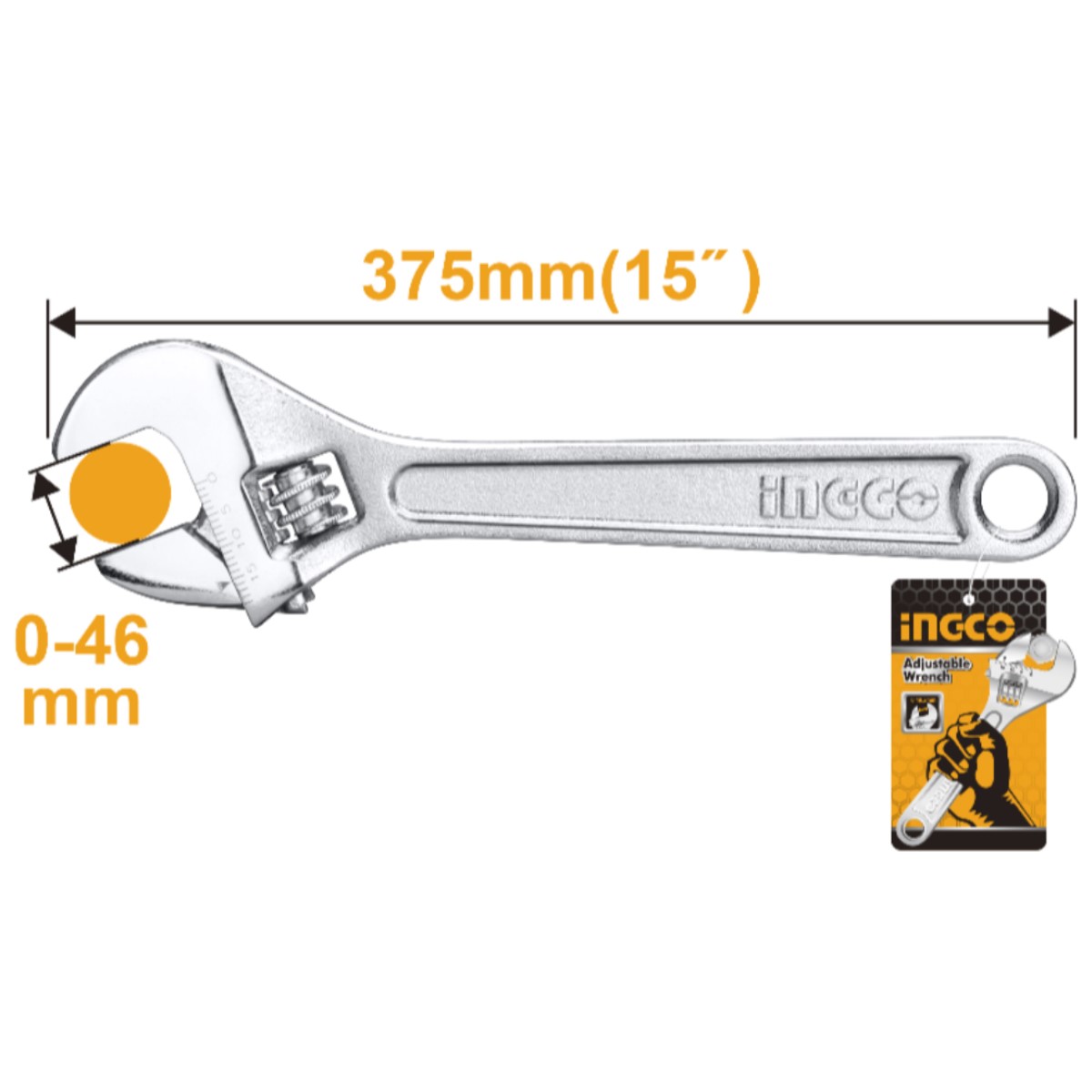 LLAVE AJUSTABLE 375MM/15' INGCO HADW131152 - 2