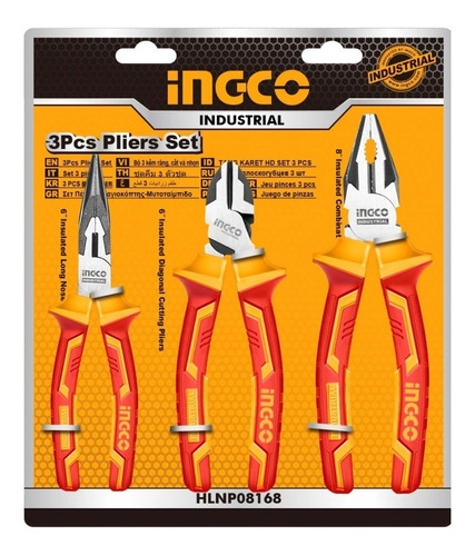 SET ALICATES INDUSTRIAL AISLADO VDE 3 PIEZAS INGCO - 1