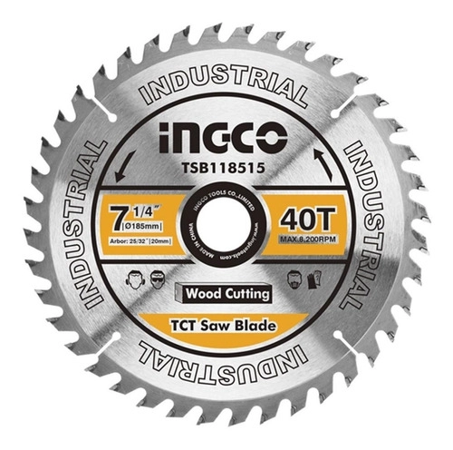 DISCO SIERRA CIRCULAR INDUSTRIAL MADERA 40T 185MM 7 1/4' - 1