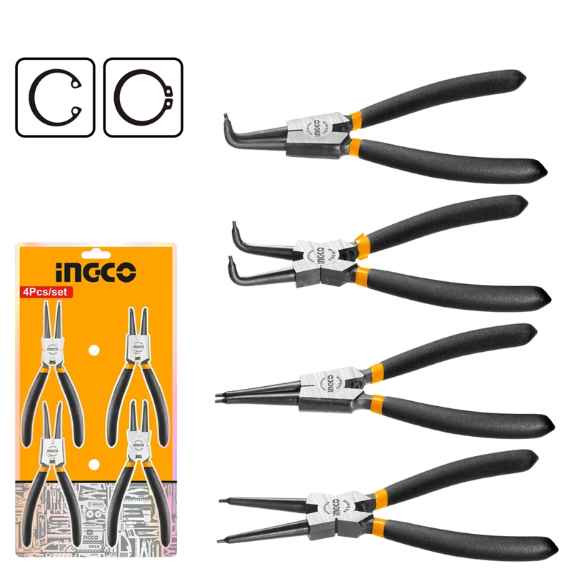 SET ALICATES SEGURO SEEGER EXTERNO/INTERNO 4 PIEZAS 180MM/7' - 1