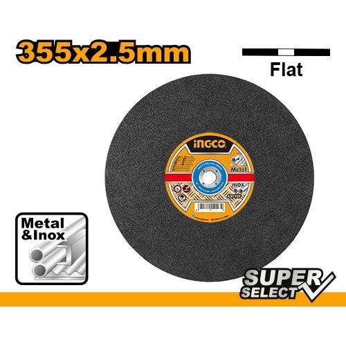 DISCO DE CORTE PLANO PARA METAL E INOX 355X2,5X25MM 14' - 2