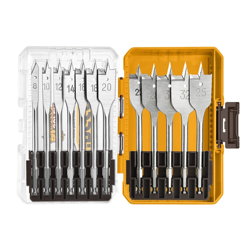 SET DE BROCAS PLANAS PARA MADERA INDUSTRIAL 12 PIEZAS 8-32MM INGCO AKDL1206 - 1