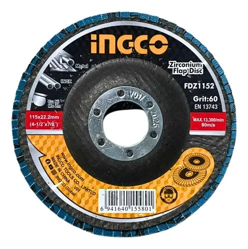 DISCO TRASLAPADO ZIRCONIO 115X22MM 4 1/2' P60 INGCO FDZ1152 - 2