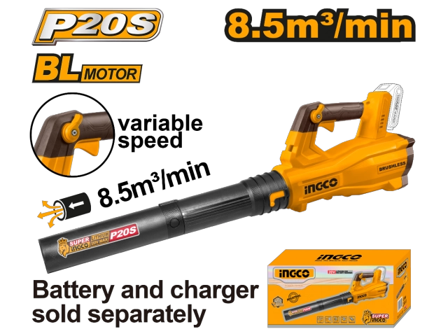 SOPLADOR BL INALAMBRICO VEL/REG 20V 8,5M³/MIN INGCO - 2