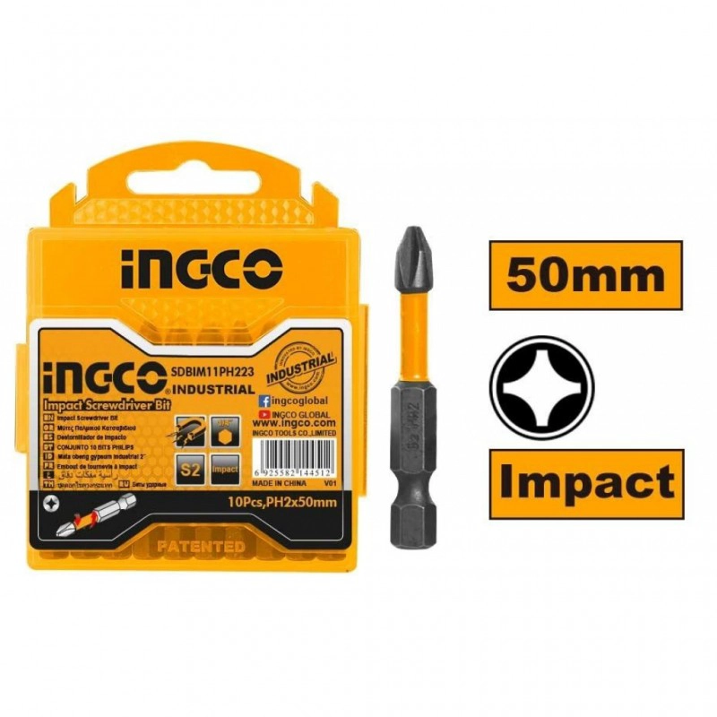SET PUNTAS DE IMPACTO INDUSTRIAL 10 PIEZAS PH2X50MM INGCO - 2