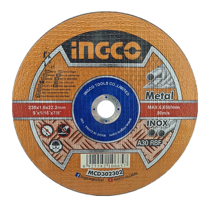 DISCO DE CORTE PLANO PARA METAL E INOX 230X2X22MM 9' INGCO - 2