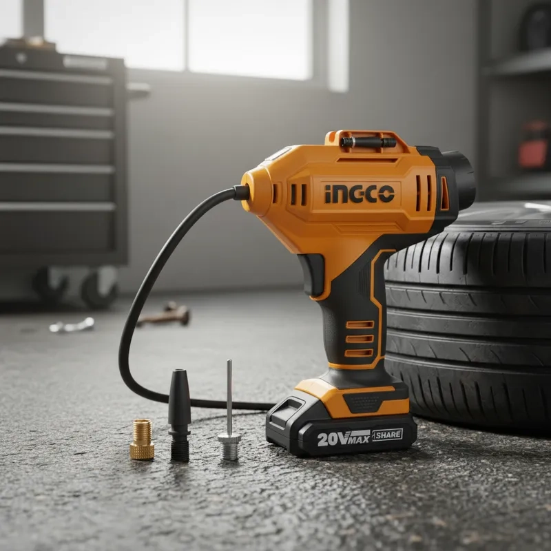 COMPRESOR INFLADOR INALAMBRICO INGCO 20V 150 PSI - 4