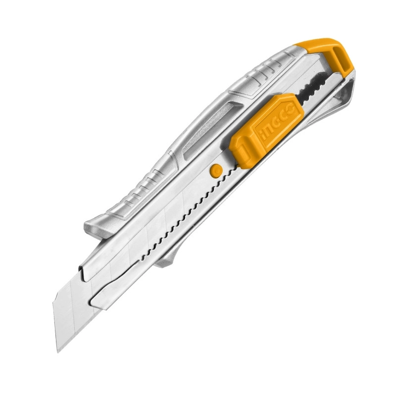 CUCHILLO CARTONERO ALUMINIO PULSADOR PLANO 18X100MM INGCO - 1