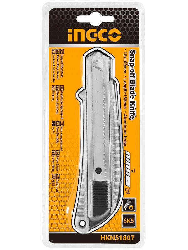 CUCHILLO CARTONERO ALUMINIO PULSADOR PLANO 18X100MM INGCO - 3