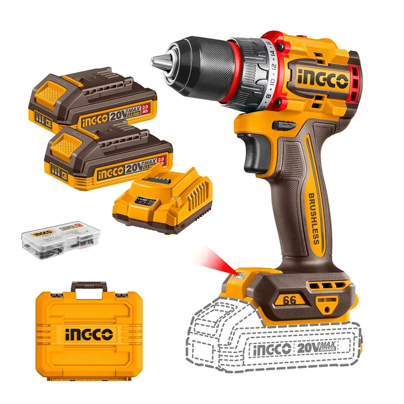 TALADRO ATO BL CP +2 BAT Y CARG +47 ACCE INDUSTRIAL 13MM/20V - 1