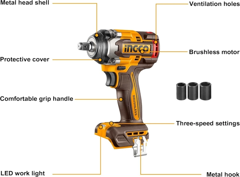 PISTOLA DE IMPACTO BL INALAMBRICA INDUSTRIAL 1/2' 20V/500NM - 6