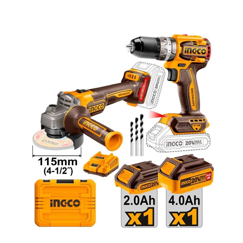 SET TALADRO BL Y ESMERIL BL +2BAT Y CARG +ACCESORIOS INGCO - 4