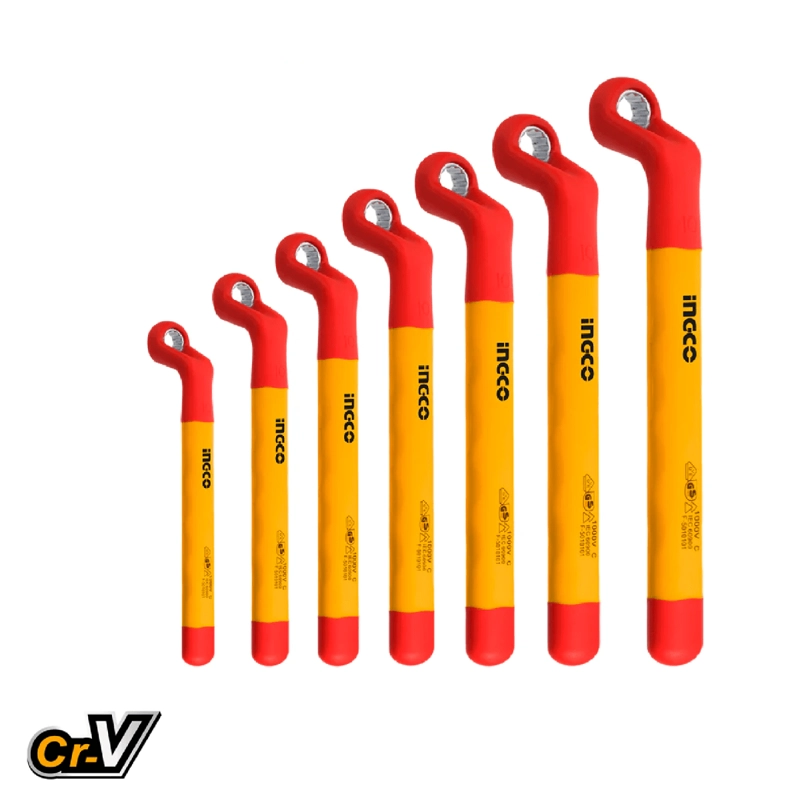SET LLAVES CORONA ACODADA INDUSTRIAL AISLADA VDE 8-19MM 7PZA - 2