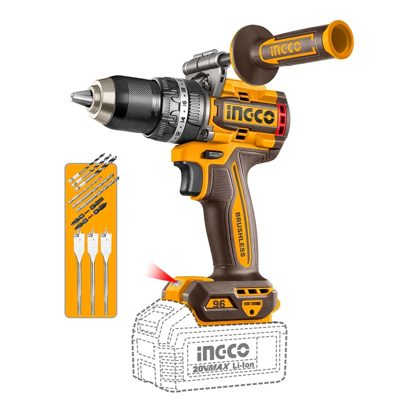 TALADRO PERCUTOR INGCO INDUSTRIAL 20V 96NM BRUSHLESS - 1