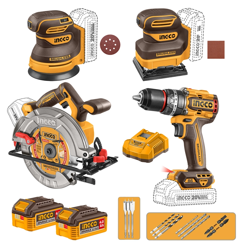 SET SIERRA CIR + TALADRO PE+LIJADORA ROT Y ORB +2BAT/CARG - 1