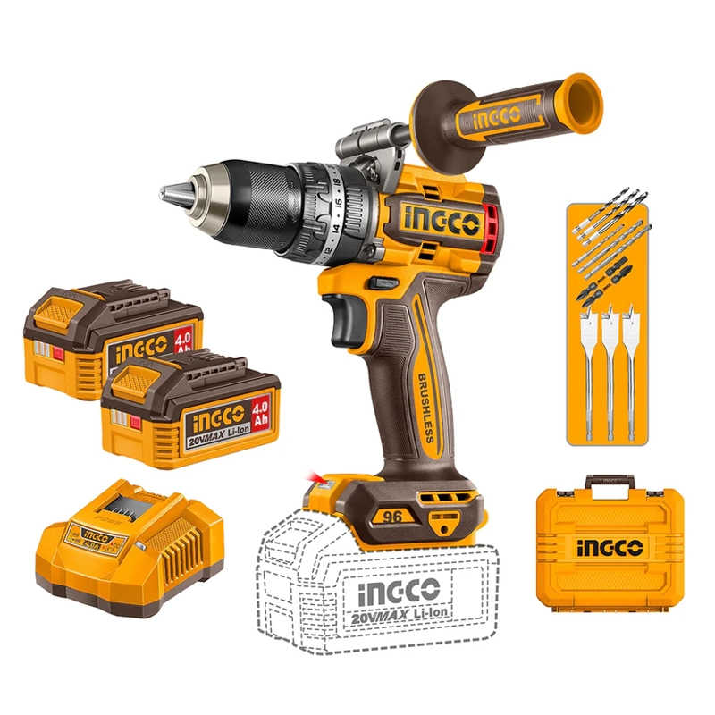 TALADRO INALAMBRICO INGCO INDUSTRIAL 96NM KIT + 2BAT - 1