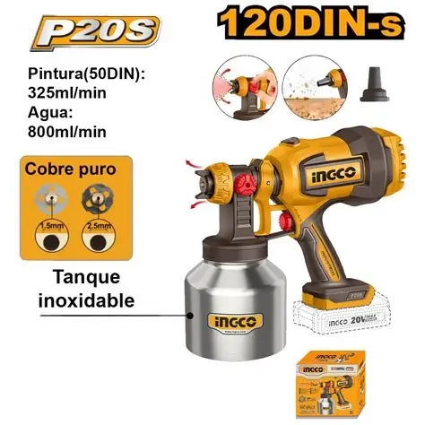 PISTOLA DE PINTAR INALAMBRICA 120DIN-S 20V INGCO CSGLI20041 - 2
