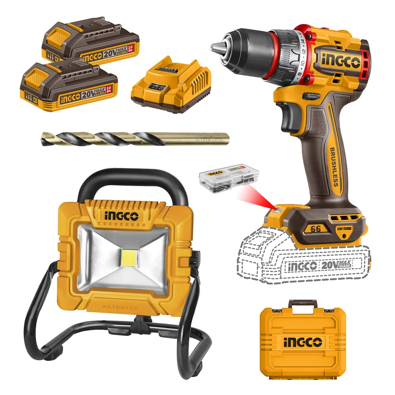 KIT TALADRO ATO + FOCO + BROCAS 20V INGCO - 1