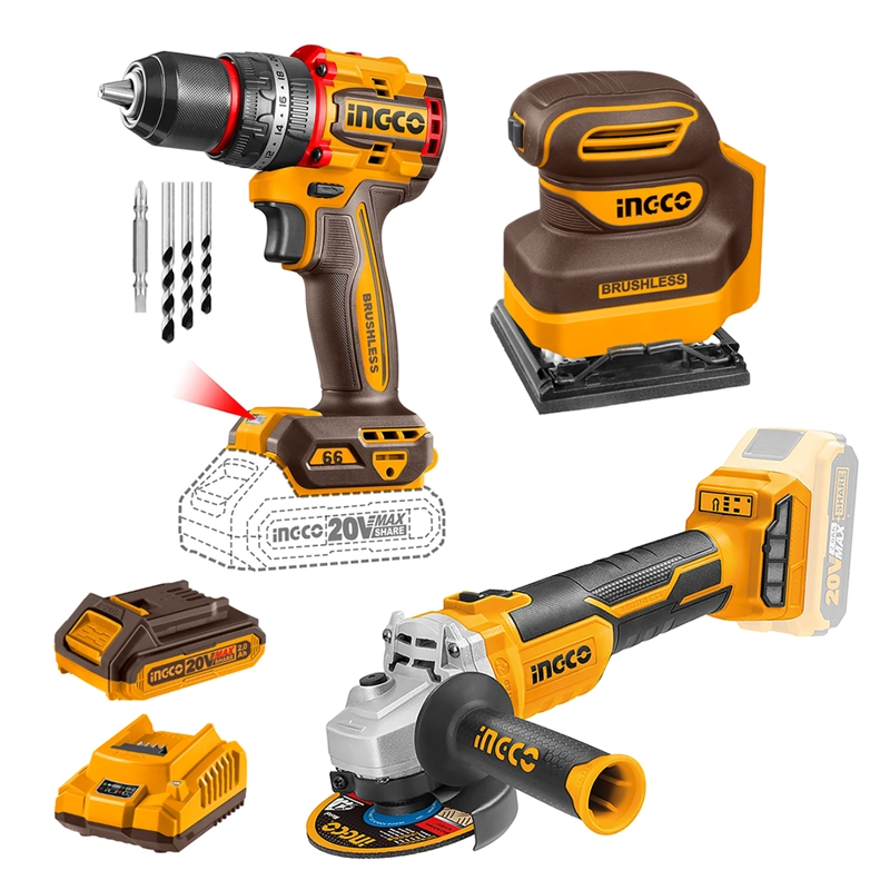 KIT TALADRO PER + ESMERIL + LIJADORA INGCO - 1
