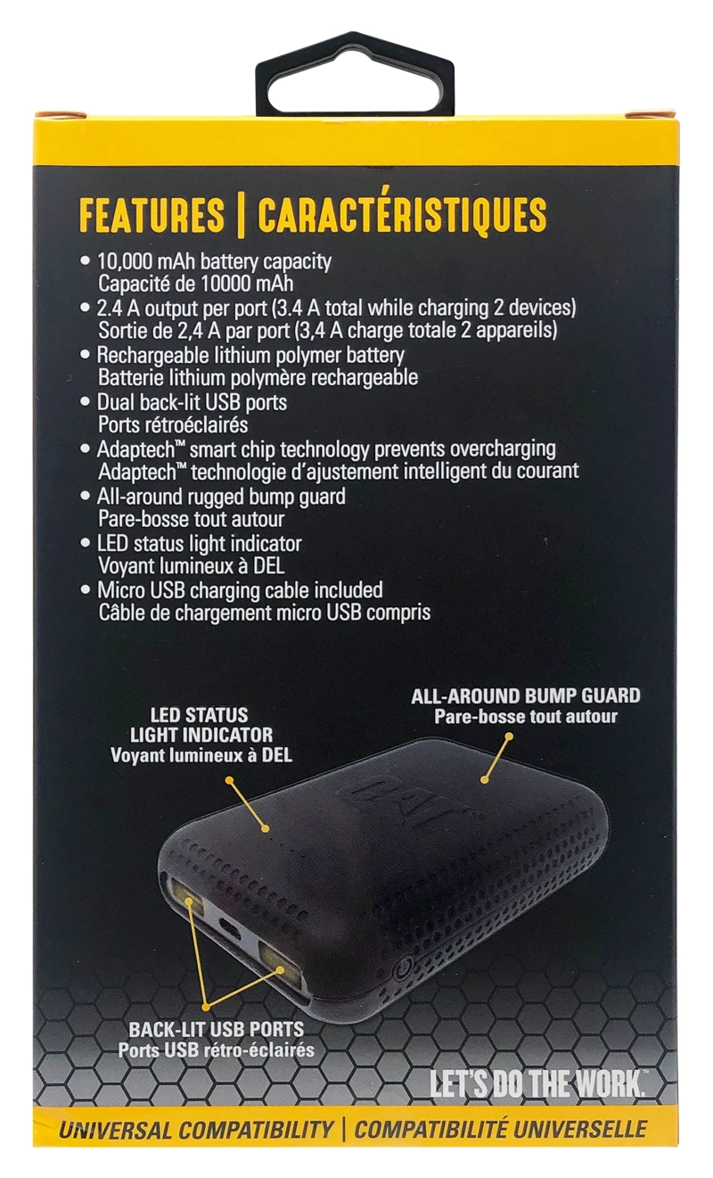BATERIA EXTERNA CAT DE 10,000 MAH CON DOBLE USB DE 3,4 AMPERIOS - 5