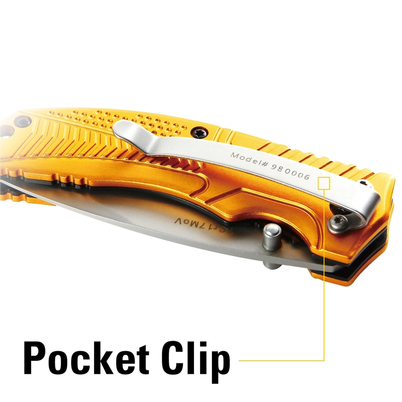 CUCHILLO CAT NAVAJA PLEGABLE 980006 PUNTA CURVA/DENTADA ACERO INOXIDABLE - 6