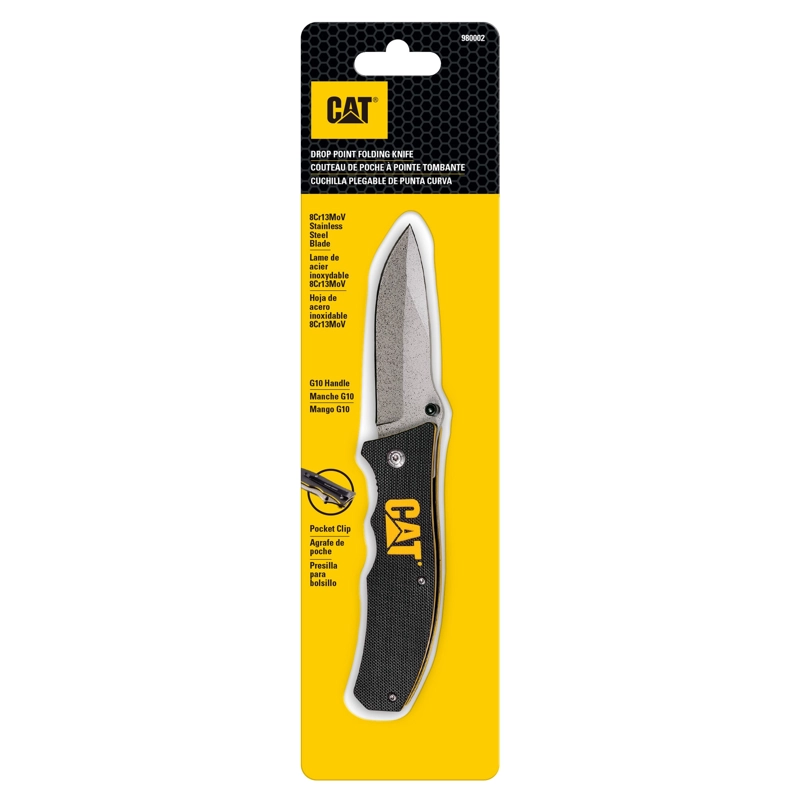 CUCHILLO CAT NAVAJA PLEGABLE 980002 PUNTA CURVA ACERO INOXIDABLE - 1