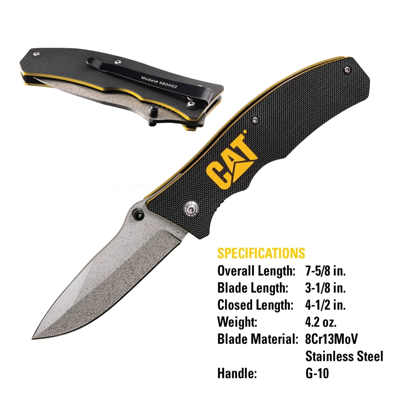 CUCHILLO CAT NAVAJA PLEGABLE 980002 PUNTA CURVA ACERO INOXIDABLE - 2