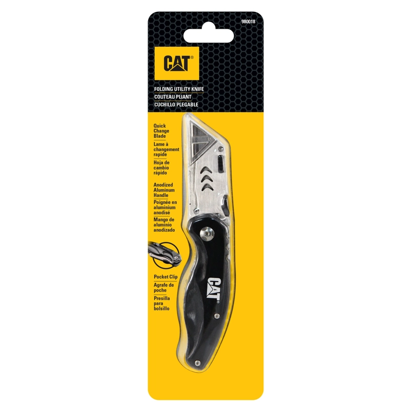 CUCHILLO CAT UTILITARIO PLEGABLE 980018 CARTONERO ACERO INOXIDABLE - 1