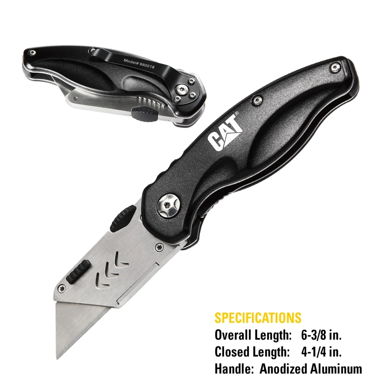 CUCHILLO CAT UTILITARIO PLEGABLE 980018 CARTONERO ACERO INOXIDABLE - 2